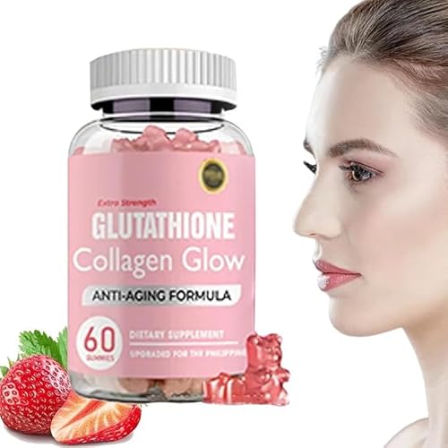 2024 New 1/2/3 Bottle Glutathione Collagen Glow Gummies - Glow Beauty Collagen Gummies for Women | Korean Organic Glutathione Gummies for Dark Spot | Brightening Skin Collagen Vitamins for Women - 60Pcs/Bottle (1Bottle - 60Pcs)