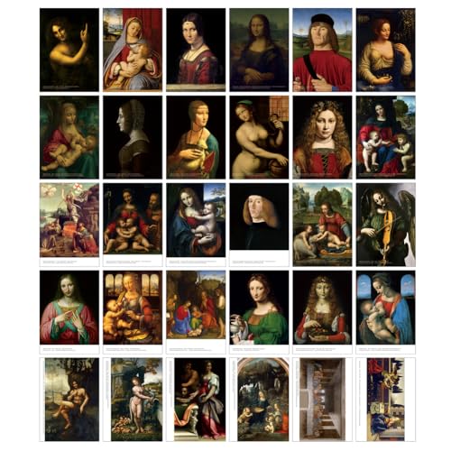 HOSTEESSCHOICE Beautiful Art Postcards set of 30 Italian Artist Leonardo da Vinci Oil...
