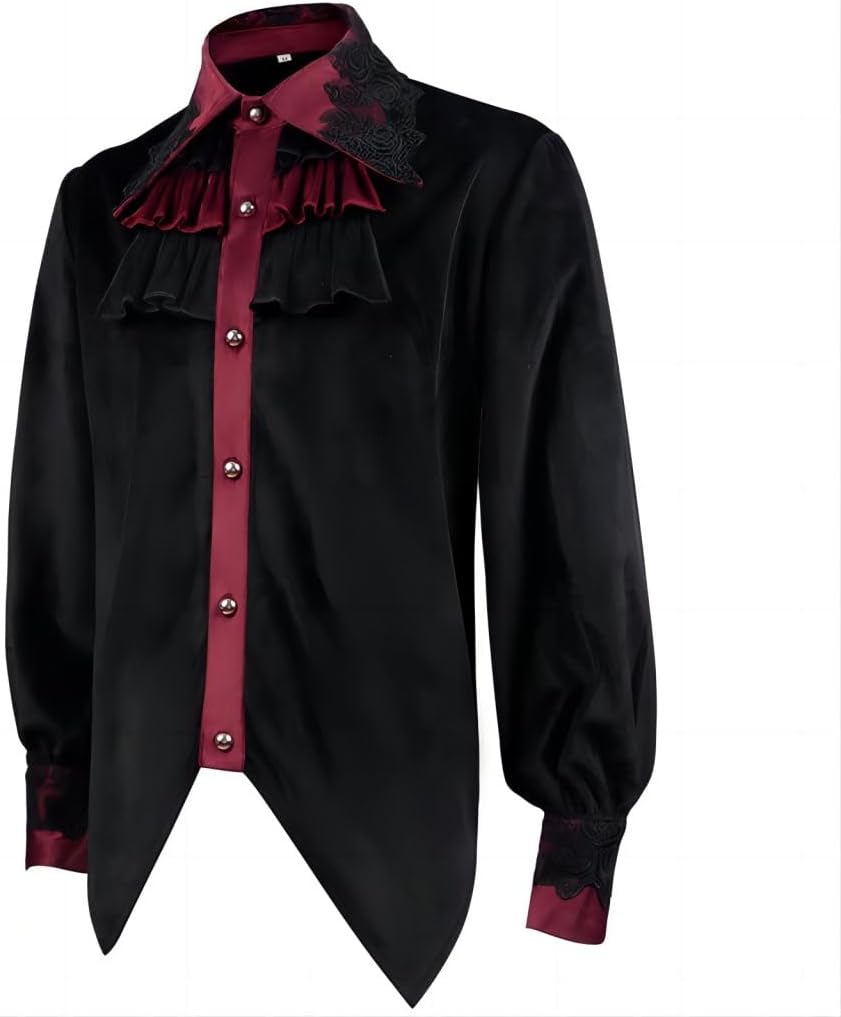 Men's Shirt Medieval Steampunk Victorian top Long sleeves costume for Halloween pirate cosplay