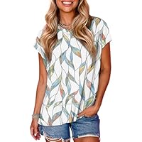 Spring Tops for Women 2025 Cap Sleeve Shirts Summer Clothes Beach Vacation Essentials Floral Print L