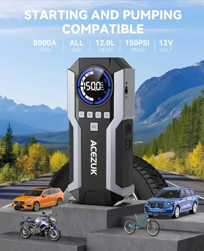 Portable Jump Starter with 150PSI Compressor