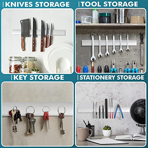 Magnetic Knife Holder For Wall No Drill - Knife Magnetic Strip No Drilling 18 Inch - Stainless Steel Knife Magnet Bar Rack With 3M Adhesive Tape #TOP6