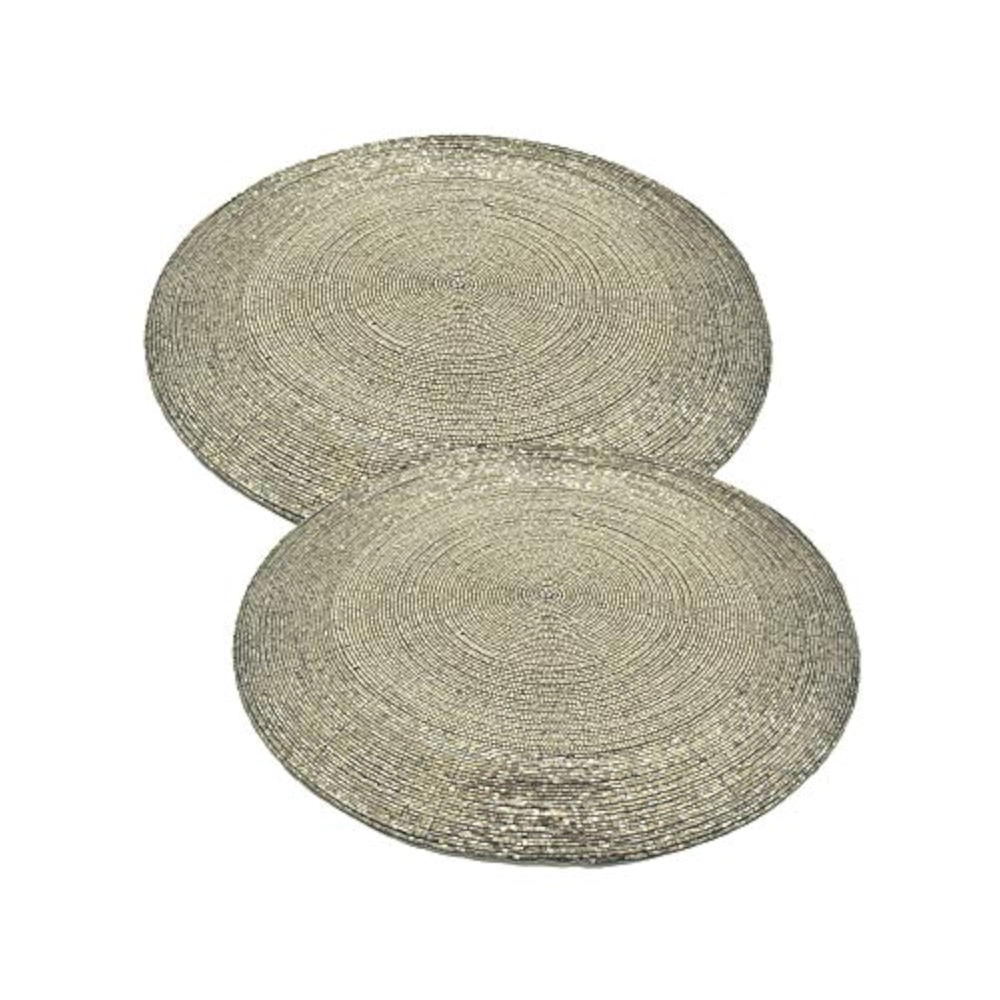 Handmade Beaded Grey Placemats Set of 4, Dining Table Essentials