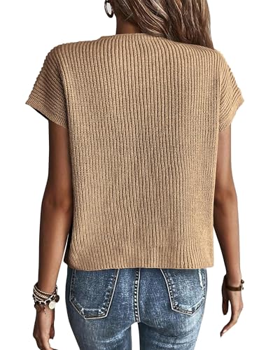 Image of KIRUNDO Summer Fall Short Sleeve Sweater for Women 2026 Casual Sweater Vest Cotton Knit Pullover Tank Tops Fashion Clothing