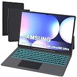 for 14.6 inch Samsung Galaxy Tab S9 Ultra /S8 Ultra/S10 Ultra Case with Keyboard - Folio Tablet Book Cover with Touchpad - 7 Colors Backlit Keyboard Case with S Pen Holder & Trackpad Black