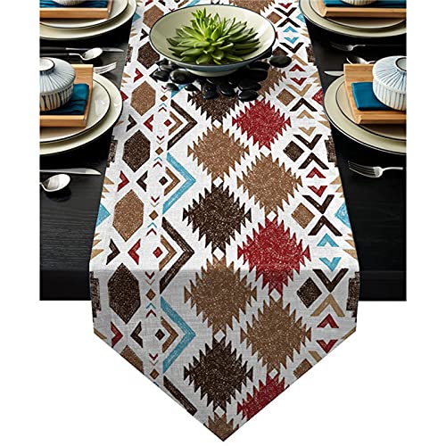 Chemin de table anti-rayures coton lin multicolore géométrique KnSam - 2
