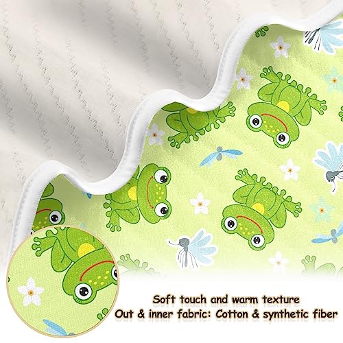 Image of Swaddle Blanket for Frogs and Dragonfly Baby Receiving Blanket Muslin Baby Swaddles Soft Cotton Breathable Nursery Blankets for Unisex Boys and Girls 30x40 Inch