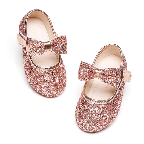 Image of PHIRAMIN Toddler Flower Girl Dress Shoes - Little Girl Mary Janes Flats Wedding
