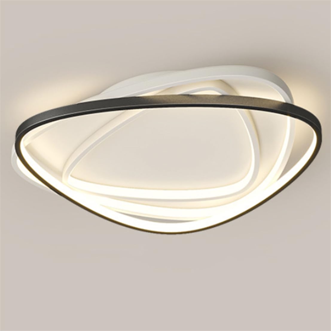 JXYDJH Modern Black Ceiling Light, Unique Ring Flush Mount Ceiling Lamp Dimmable LED 3CCT Lighting Fixtures with Remote Acrylic Lamp Shade 36W for Dining Room Entryway Foyer Hallways