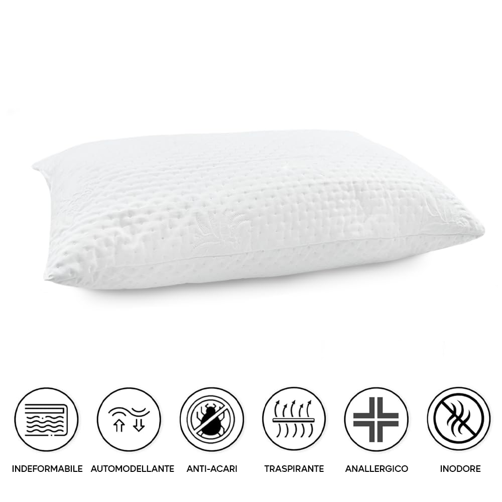 Mediawave Store - Guanciali Per Letto Ortopedici, Piuma Anallergica, Cuscini Imbottiti, Morbidi, Comodi, Guanciali Letto (4)