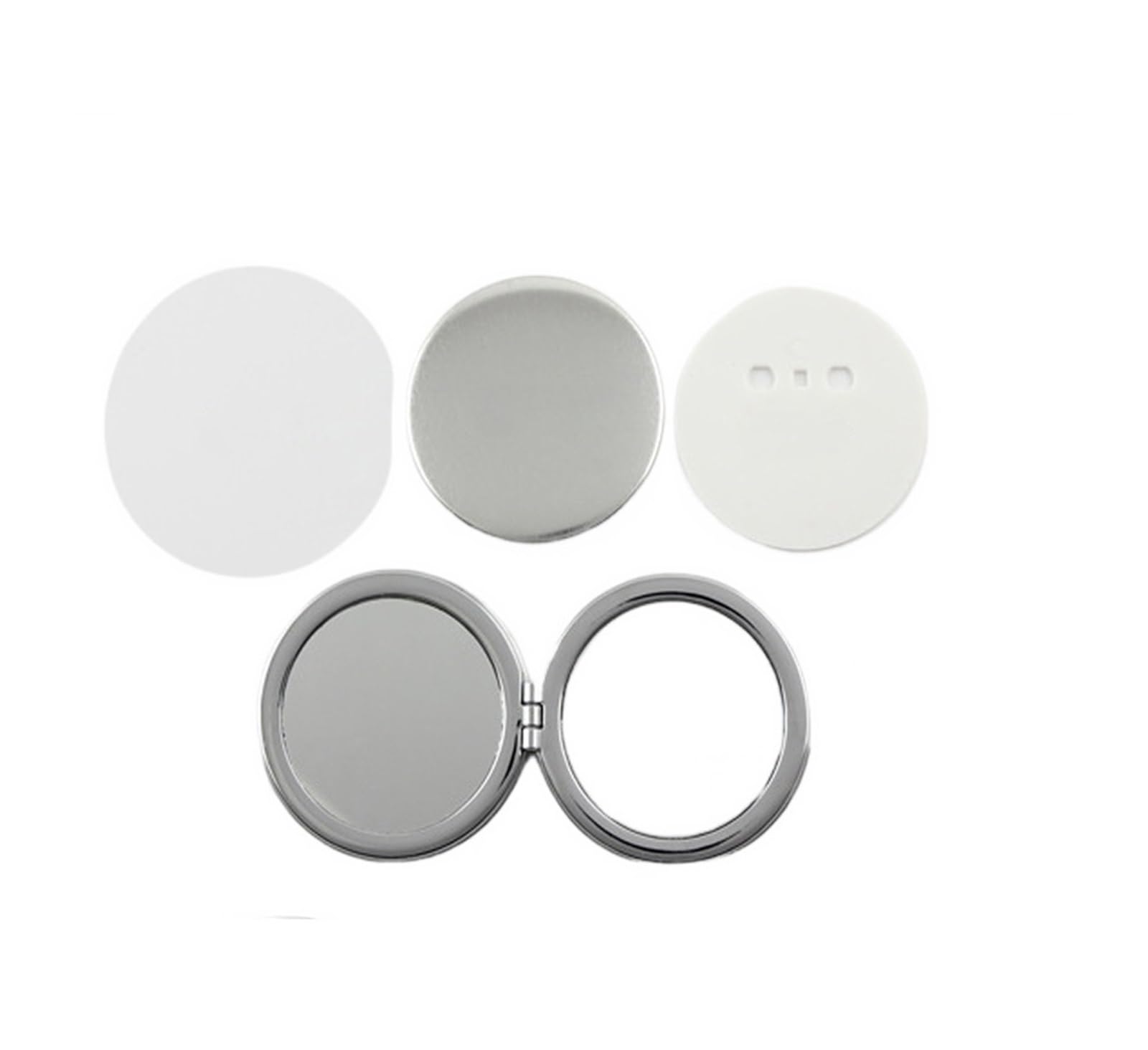Creatore di bottoni, 58mm 20pc Specchio cosmetico pieghevole a doppia faccia Regalo squisito Bottone vuoto Distintivo Parti Creatore Borsa materiale vuoto Fai da te(Electroplate)