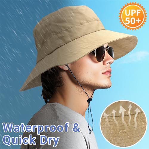 Image of PFFY Waterproof Bucket Hat Rain Quick Dry Hats for Men Women Packable Sun Hat for Fishing Hiking Outdoors