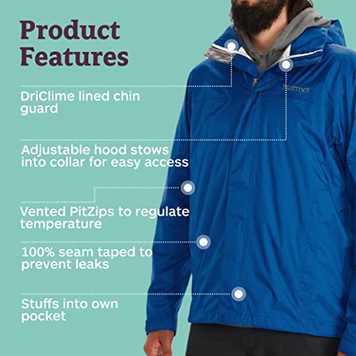 Marmot Men’s Precip Jacket | Lightweight, Waterproof, Blue Sapphire, Large #TOP3