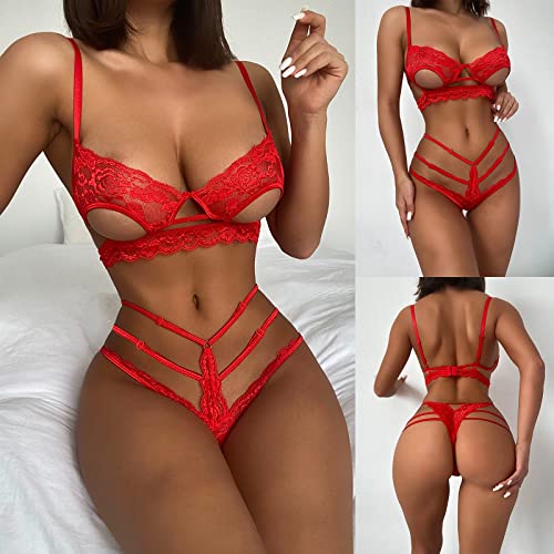 Healter Push-Up BH Set Damen Dessous Sexy Set für Damen Ohne Bügel BH Schulterfreie Krawatte Crop-Top und Tanga Bikini… – Bild 3