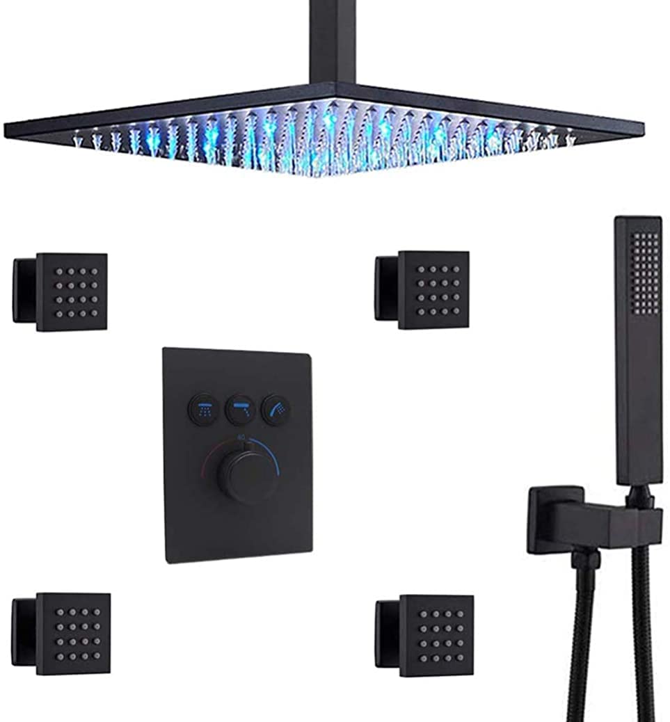 Ensemble de douche encastrable avec jets massants et ciel de pluie lumineux