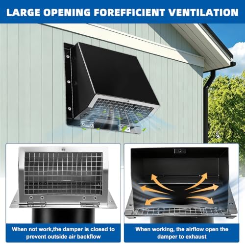 4 Inch Dryer Vent Cover Outside, Galvanized Steel Hooded Vent Hooded Wall - 2