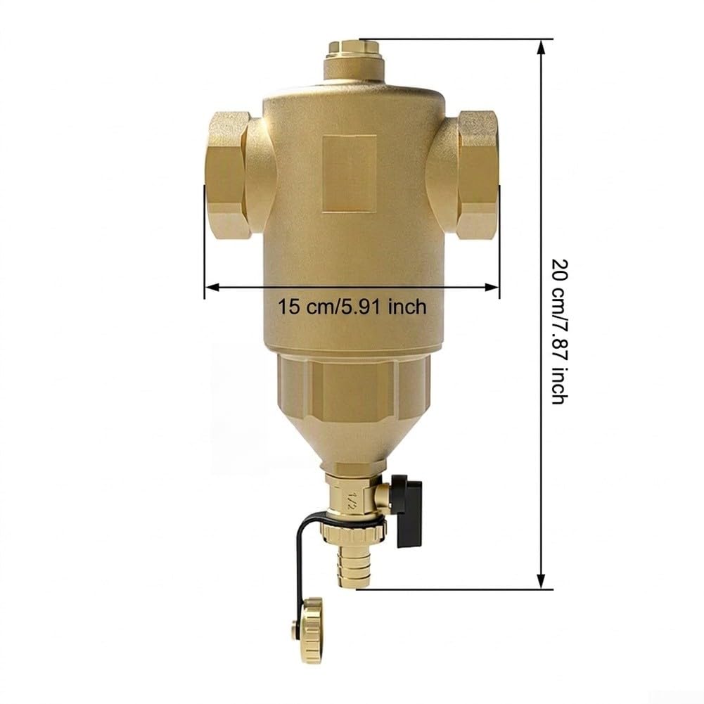 Robuster Messing Wasserfilter mit Ablaufventil 20cm(DN25)