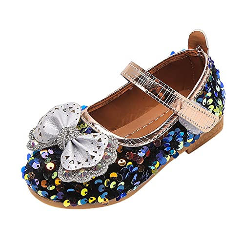 EnJoCho Girls for Boots Fashion Autumn Girls Casual Shoes Flat Light Breathable Hook Loop Shiny (Dark Blue, 15-18 Months) - Main Image