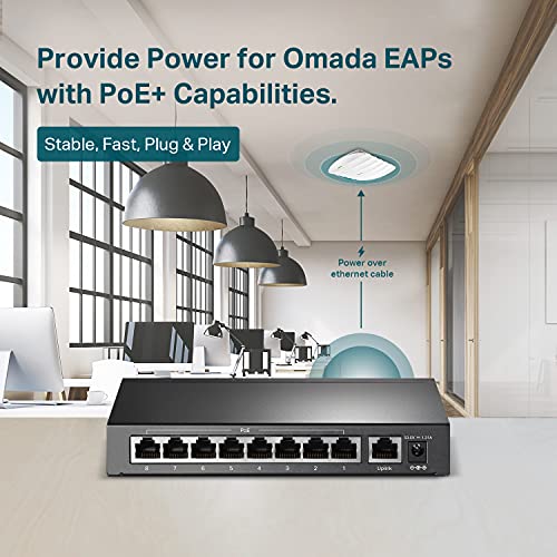 TP-Link 9 Port Fast Ethernet 10/100Mbps PoE Switch, blue, 9 Port w/ 8-Port PoE+ - Image 3