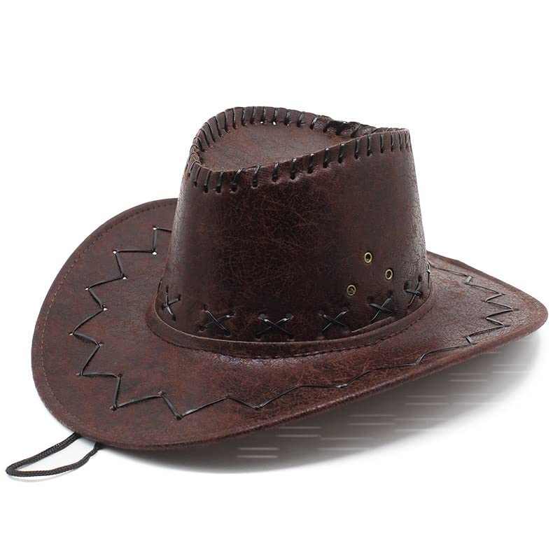 Chapeau de cowboy PU craquelé noir résistant extérieur - 4