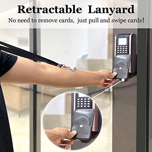 Teskyer Id Badge Holder With Retractable Lanyard, 4 Card Slots, Premium Pu Leather Id Card Holder With Zipper Pocket, Easy Swipe Id Holder For Work Id, School Id, Metro Card And Access Card #TOP1