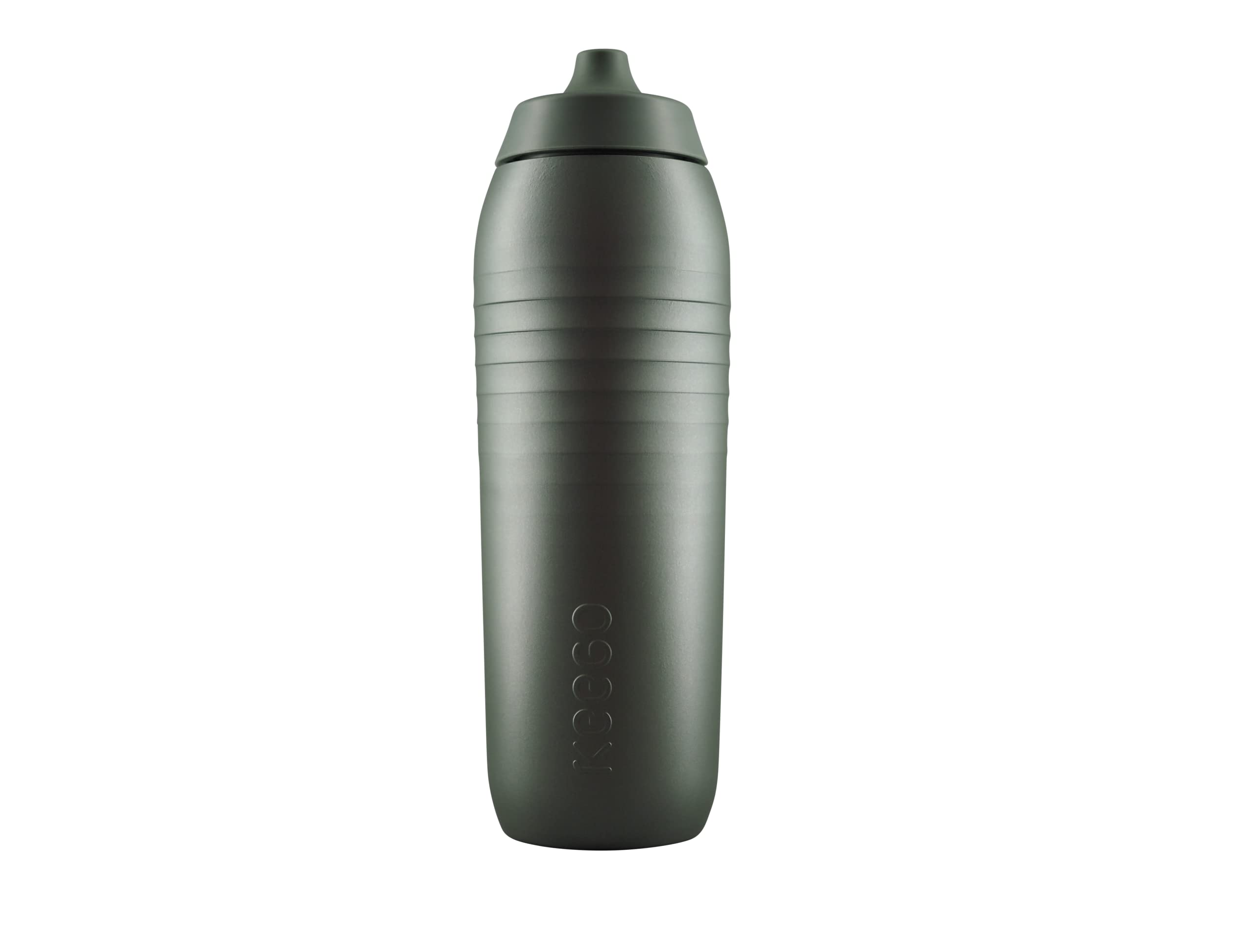 KEEGO | Die Evolution der Sportflasche | Elastisches Titan | Schützt vor Plastik im Wasser | Leicht und quetschbar | reiner Geschmack | einfache Reinigung (Gravel Green 750ml)