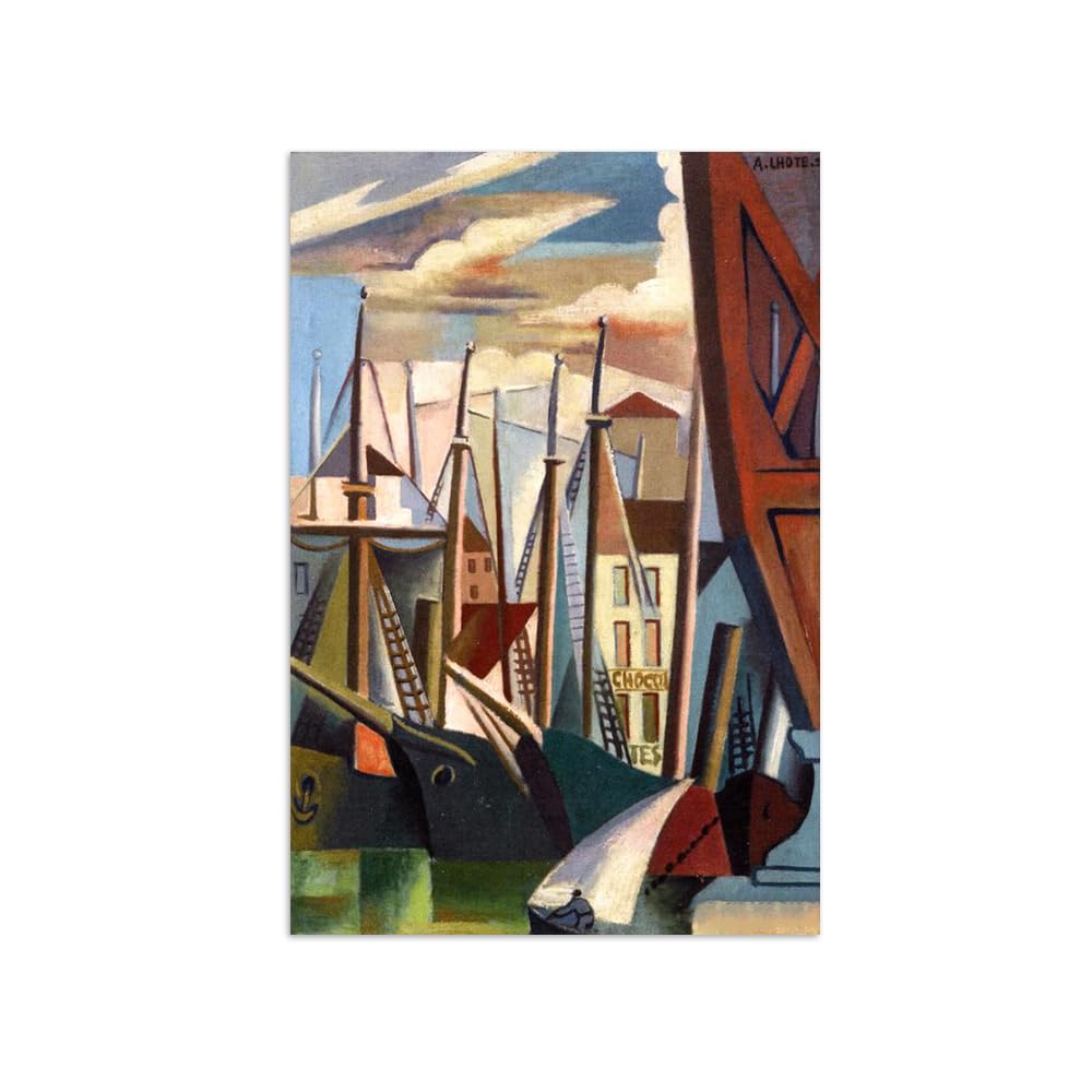 SDYSKKUG André Lhote Famous Wall Art for Living Room. Canvas Prints. Port of Marseille. Artwork Painting Reproduction Modern Home Decor 120x80cm Unframed