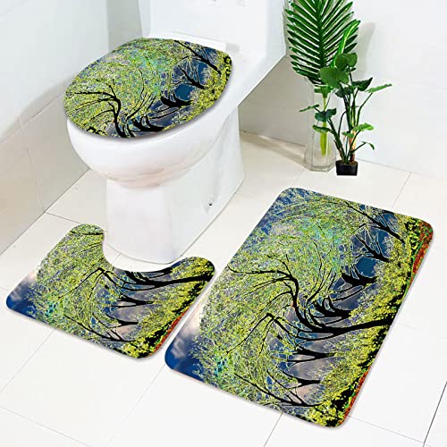 Badematten Set 3 teilig,Toilettenmatte Set,3er Badgarnitur Badezimmer Matte Set Dusch Bade Matte Vorleger Teppich 3D…