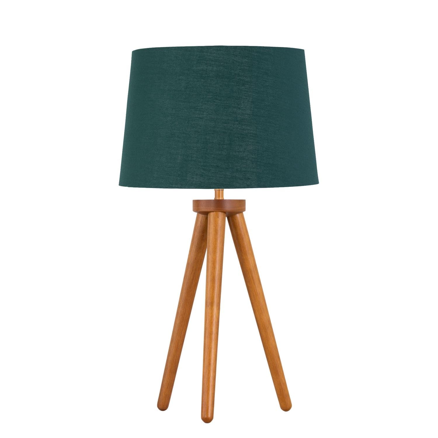 Dark Oak Table Lamp - Bedside Light - Green & Gold Shade - Voyage