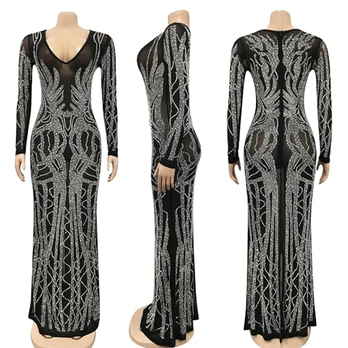 Image of PORRCEY Sexy Elegant Rhinestone Party Club Night Formal Dress for Women