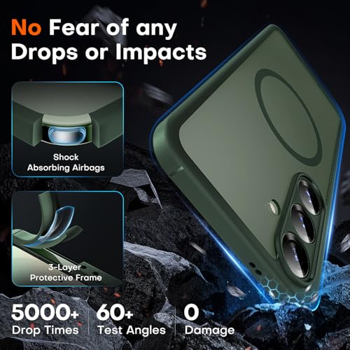 Image of TOCOL Magnetic for Samsung Galaxy S25 Case, Upgraded Full Camera Protection, Compatible with Magsafe, Drop Protection Slime Clear Back Cover for Samsung Galaxy S25 6.2-Inch (Alpine Green)