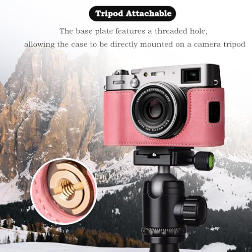VOVMOEYA X100VI Camera Case,PU Leather Camera Half Case Compatible with Fujifilm X100VI Digital Camera, Pink - Image 4