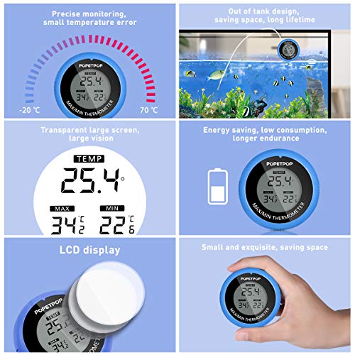 POPETPOP LCD Digital Aquarium Thermometer High Precision Digital Fish Tank Thermometer for Aquarium/Pond/Reptile Turtles… - Image 5