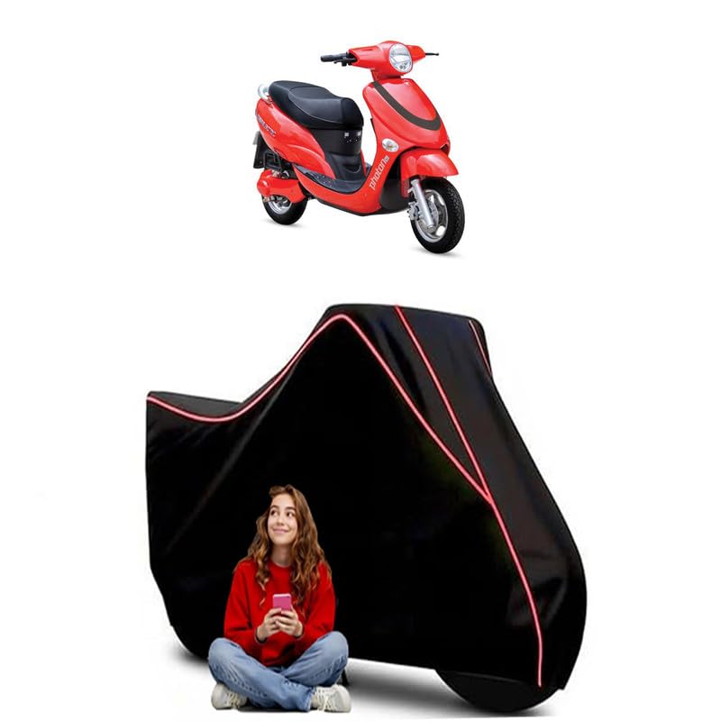 Image of Photon HX Scooty Bike Cover Water Resistant Outdoor Use Universal Fit Scooters Motorcycles Heavy Duty UV Protection Dust Rain Scratch Resistant Elastic Bottom Black Blue Piping