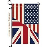 British USA Friendship Garden Flag,12x18 in Heavy Duty Great Britain UK America US Outdoor Banner for Patio Yard with Double Side