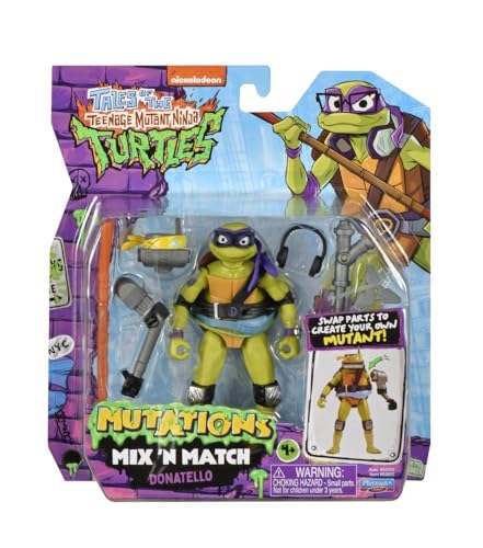 Turtles   Donatello Mix and Match Tortugas Ninja 12 cm, Figura de acción Coleccionable, Personaje Ninja articulado y Equipado, de la Serie Tales of The TMNT, para niños a Partir de 4 años