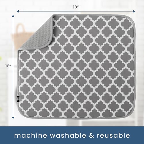 image for S&T INC. Dish Drying Mat, 16” x 18”, Absorbent Microfiber Kitchen 