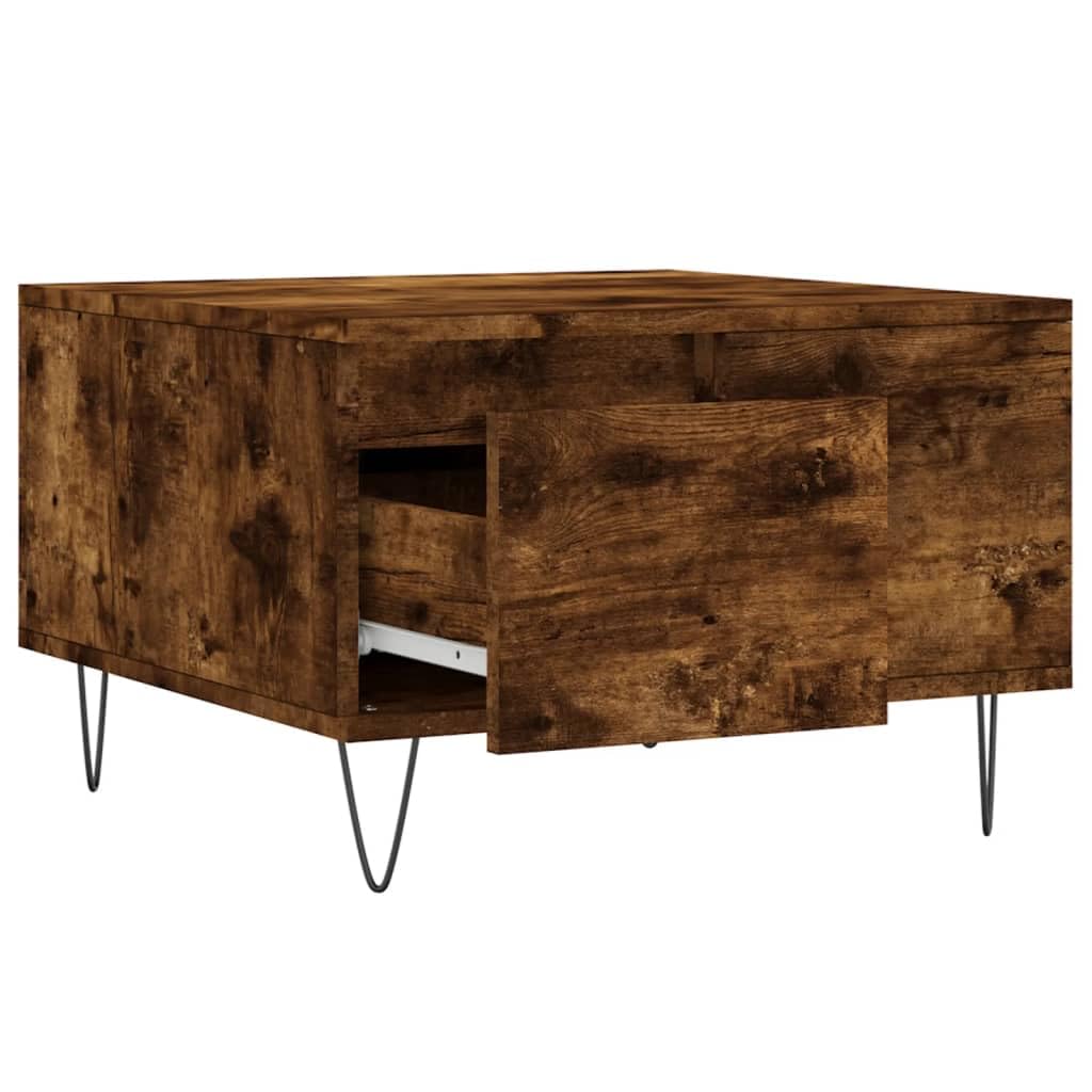 Homgoday Tavolino da caffè in rovere fumé, 55 x 55 x 36,5 cm, in legno ingegnerizzato, tavolino da tè per soggiorno, sala d'accoglienza degli ospiti, camera da letto e ufficio, tipo 1