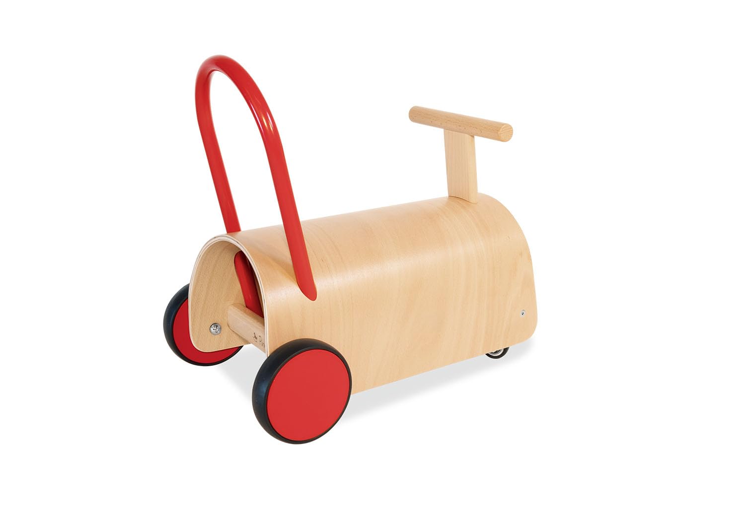 PINOLINO Enzo Kinder Lauflernwagen und Rutschauto, Holz, Natur/Rot, für Kleinkinder ab 1 Jahr