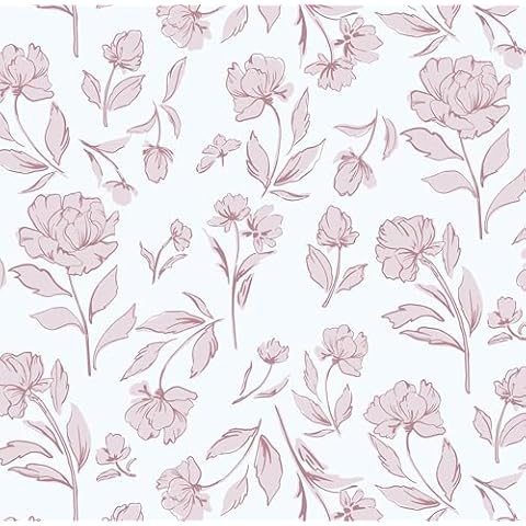Timeet Floral Peel and Stick Wallpaper Pink and White Wallpaper Removable Self-Adhesive Wallpaper for Bedroom Bathroom Vintage Contact Paper for Walls Covering 17In×196.8In Cover