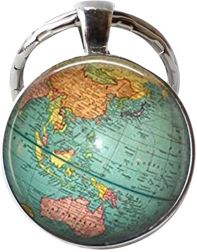DNDEEZ Globe Keychain World Map Planet Earth Geography Key Chain Key Fob Car Accessories