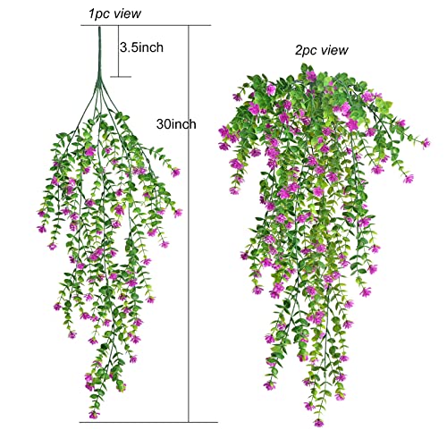 Artificial Flowers Boxwood Greenery Garland Ivy Vine Garland Hanging Shrubs Plants For Front Porch Hanging Basket Indoor Outdoor Decor,30Inch/Pc (Purple, 2) #TOP1