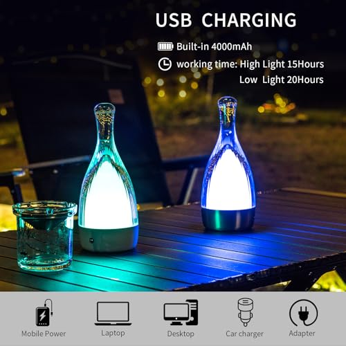 Table Lamp for Bedroom,Small Desk Lamp Dimmable 4 Gears:3000K/4000K/6000K/RGB,4000mAh Rechargeable Battery bedside lamps, LED Cordless Desk Light for Couple Dinner/Coffee Table/Restaurant/Bedroom - image 2