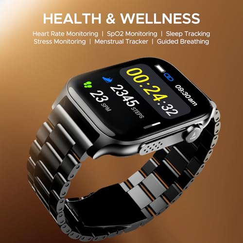 Image of Boat Ultima Ember smartwatch with 1.96 inch AMOLED Display, AOD, Personalized Fitness Nudges, Functional Crown,100+ Sports Modes, Create Your Own Watchface, smartwatch for Man and Woman (Steel Black)