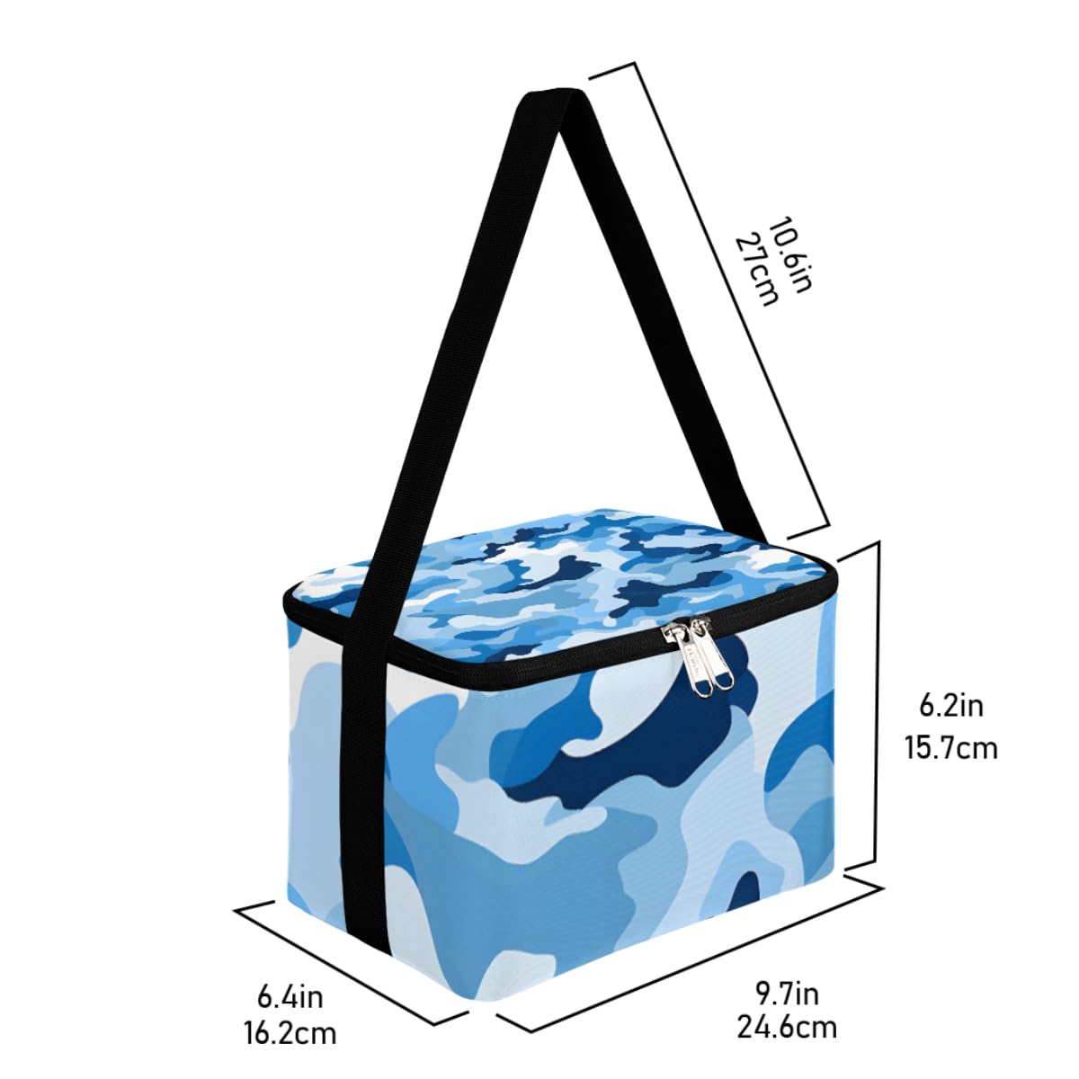 GzLeyigou Lunch Bags for Women Men 9 Cans,Blue Camo Hot & Cold Food Delivery Bag Insulated Grocery Bag Insulated Lunch Box Camouflage Cooler Bag for Office Work Picnic Beach