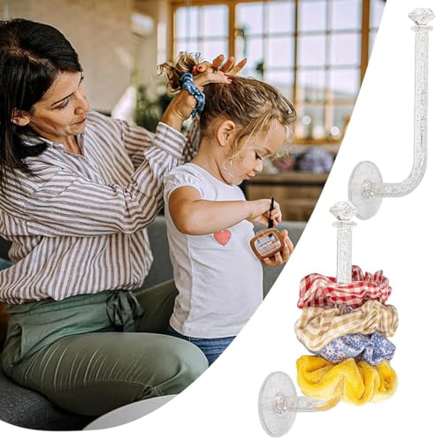 Image of HASTHIP 4Pcs Scrunchie Organizer Hairband Stand Rubber Band Holder Acrylic | Stores Scrunchies and Bands, Clear Acrylic Build, Stable Stand Design, Space-Saving Accessory Organization
