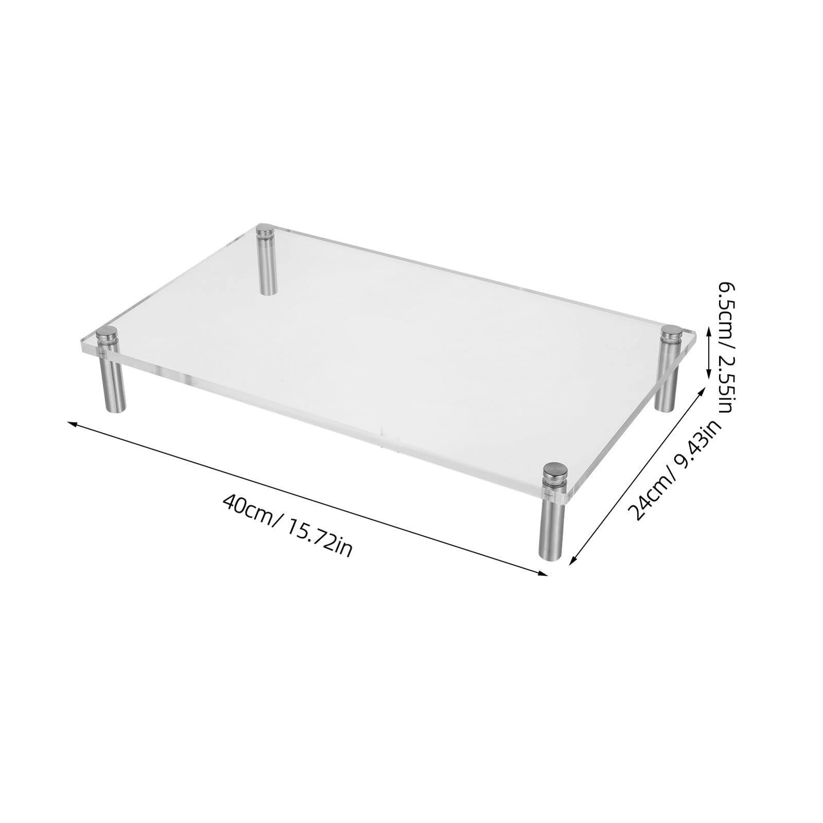 Supporto per Monitor in Acrilico Trasparente da Tavolo | Scaffale per Monitor, Gambe Smontabili, Uso Casa e Ufficio, per Schermo Piatto e Stampante