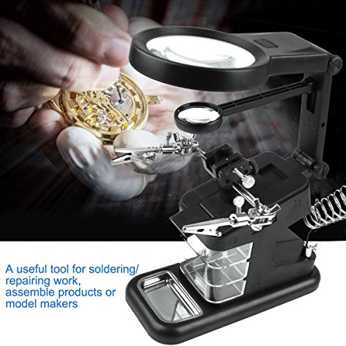 Estação de solda de amplificador de mão de ajuda, terceira mão de luz LED, 10 LEDs 3X/4.5X/25X supor