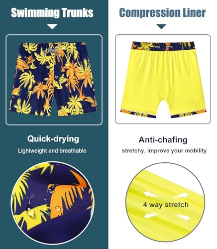 Image of APTRO Men's Swim Trunks with Compression Liner 5 Inch Bathing Suit Beach Swimsuits