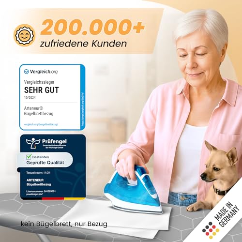 arteneur® - Made in Germany Bügelbrettbezug 120x40 | Hitzereflektierend | Gummizug | OEKOTEX100 |...